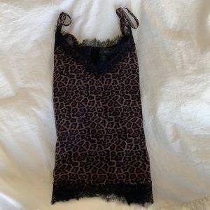 Bloomingdale’s Aqua Lace Cheetah Tank Top